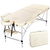 Yaheetech Massageliege mobile 3 Zonen Massagetisch Massagebank Massagebett Kosmetikliege klappbar höhenverstellbare Aluminiumfüße bis 250kg belastbar 70cm Breite Beig