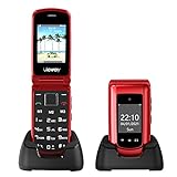 3G Simlockfreie Seniorenhandy Klapphandy ohne Vertrag,Großtasten Mobiltelefon SOS Notruffunktion,Aussendisplay,Taschenlampe,FM RadioDual-SIM 2.4 Zoll Display Einfach Handy für Senioren (Rot)
