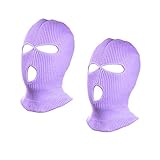 SUNTRADE 3 Loch Beanie Gesichtsmaske Ski für Männer und Frauen, 2er Set (HELLES LILA)