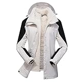 Komiseup Winter Parka Damen,Winterjacke Damen Mantel Abnehmbare Damenmütze wasserdichte und Winddichte Regenjacke Fleecejacke Plüschfutter Parka Kapuzenjacke für Bergsteigen, Skifahren, Camping
