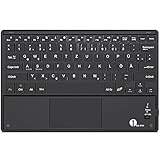 1 BY ONE Bluethooth Tastatur mit Touchpad, Tablet Tastatur Android Ipad Keyboard QWERTZ PC Tastatur Kompatibel mit Windows IOS