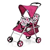 Hauck Zwillings Puppenwagen Tandem, für Puppen bis 46 cm, Zusammenklappbar, für Kinder ab 3 Jahren, Pink D