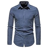 WAQD Herren Hemd Langarm Regular Fit Basic Freizeithemd Herrenhemden Business Hemden Für Männer Herren Muscle Fit Hemden Faltenfreies Langarm Lässiges Hemd Button-Down Kragen Casual Sty