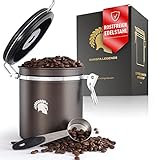 Barista Legends® Kaffeedose luftdicht 500g - Kaffeebohnen Behälter für den Aromaschutz Ihres Kaffees - Vorratsdose aus Edelstahl mit ewigem Kalender. (Gunmetal)