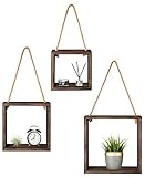 Mkouo Schweberegal Wandregal Holz Quadratische Vintage Regale Aufbewahrungs organisator für Badezimmer Holzregal Küchenregal Schlafzimmer Wandwürfelregals Boho Deko, 3er-Set, B