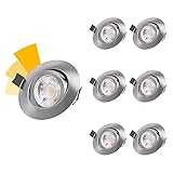 Led Einbaustrahler Flach 230V, 6x 7W LED Spot Ultra Flach Einbauleuchten Warmweiß mit 3 Helligkeitsstufe Dimmbar Spots LED Set IP44 für Bad, Wohnzimmer, S