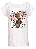 Guardians of The Galaxy Groot Heart Flowers Damen Oversize-Shirt Weiss, Größe:L