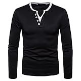 T-Shirt Herren Herbst Winter Irregulär V-Ausschnitt Slim Fit Design Männer Base Shirt Urban Jugend Verdickung Herren Longsleeve Täglich Trend Casual Herren F