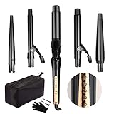 Lockenstäbe 5 in 1 Lockenstab Set, O'bella Curling Iron Einstellbare Temperatur, Lockenwickler mit LCD Display Welleneisen Keramikbeschichtung Curling Wand für alle Frisuren Lockenstyling