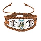 comp Armband mit Eulenmotiv, Art-déco-Stil, Lederschmuck