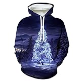 ZDDHOODY Herren Weihnachtspullover Oversize Christmas Shirts Geschenk für Männer Weihnachten 3D Druck Langarm Sweatshirt Hoodie Pulli Xmas Party Weihnachts Kleidung Kapuzenpullover Sw