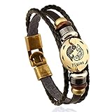 FENGMEI Constellation-Leder-Armband 12 Constellation Armband handgewebte Herren Damen Lederband Sternzeichen Schmuck Geburtstags-Geschenk