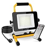 Luxari LED Baustrahler [60W & 5400LM] - Dimmbare Baulampe IP65 wasserdicht − 5m Kabel & Fernbedienung − Arbeitsleuchte LED Strahler − Energieklasse A+