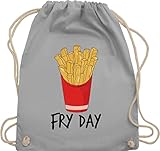 Shirtracer Sprüche Statement mit Spruch - Fry Day - Pommes frites - Unisize - Hellgrau - rucksack pommes - WM110 - Turnbeutel und Stoffbeutel aus Baumw