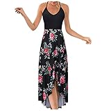Abendkleid Damen Vintage Kleider Strandkleid Maxikleid Freizeitkleid für Damen Sommerkleider Damen Aus Schulter Kleid Elegant Cocktailkleid Partykleid Blumenkleid Damen Ballkleider (Rot, 4XL)