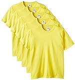 Fruit of the Loom Herren Regular Fit T-Shirt Heavy Cotton Tee Shirt 5 pack, Gelb (Yellow), XXXL