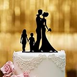 Cake Topper Brautpaar mit Kindern - für die Hochzeitstorte - Acrylglas Schwarz - XL - Tortenaufsatz, Kuchen, Deko, Tortenstecker, Tortenfigur, Hochzeit, Kuchanaufsatz, Kuchendeko, Mr M