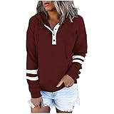 BOLANQ Damen Pullover Hoodie Top Lässig Knopf Langarm Tasche Sweatshirt Print Mit Kapuze Langarm Pullover Jack