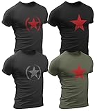 4er Pack Herren T-Shirt Vintage US Army mit Frontprint und Rundhalsausschnitt (L, Collection 4)