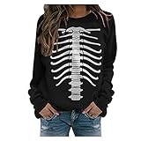 TDEOK Damen Herbst Langarm Hoodie Sweatshirt Knochen Mit Kapuze Pullover Top Damen Pure Color Lässig Große Größe Sw