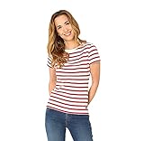 Armor Lux Damen Morgat T-Shirt, Mehrfarbig (Blanc/Braise 320), XXXX-Large (Herstellergröße: 8)