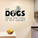 Wandaufkleber 45X11.6Cm Meine Hunde Halten Den Schlüssel Zu Meinem Herzen Dekoration Pvc-Wandaufkleb