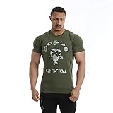 Gold's Gym GGTS144 Herren-Trainings-T-Shirt, Camouflage, Muskelaufdruck, R
