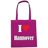 Tasche I Love Hannover Größe 38x42 Farbe Pink Druck W