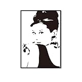 WDQTDW Leinwanddruck Schwarz Weiß Audrey Hepburn Wand Kunst Leinwand Gemälde Zitate Minimalistischen Poster Und Drucke Wandbild Für Wohnzimmer Home D