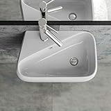 KERABAD Design Keramik Waschbecken Waschtisch Waschschale Aufsatzwaschbecken Aufsatzwaschtisch Gäste WC Becken mit Armaturloch Links KB-A486-L BxTxH 45,5x28x15,5