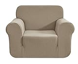 EBETA E Elastisch Sofa Überwürfe Sofabezug, Stretch Sofahusse Sofa Abdeckung Hussen für Sofa, Couch, Sessel 1 Sitzer (Sand, 85-115 cm)
