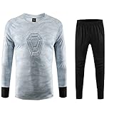Torwart-Fußball-Trikot Gepolstertes Uniform Antikollisions Torwart Bekleidung Lange Hose Ärmel shemd und Fußball-Torwartanzug Trainingskleidung für Erwachsene und Kinder F0-1,White,26