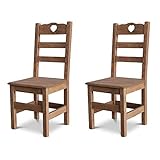 Elean 2 er Set Holzstuhl Esszimmerstuhl Herz mit Lehne aus massiven Kiefernholz zusammengebaut (geleimt) Farbauswahl Neu (Eiche)