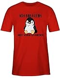 Sprüche Statement mit Spruch - Ich Bin klein Aber scheiß gefährlich Pinguin schwarz - L - Rot - Geschenk Pinguin - L190 - Tshirt Herren und Männer T-S