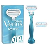 Gillette Venus Smooth Rasierer Damen, Damenrasierer + 2 Rasierklingen mit 3-fach Kling
