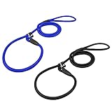 RoxNvm Hundeleine, Trainingsleine, 2 Stück Verstellbare Hundeleine, Einstellbare Retrieverleine, Nylon Leine für Hundetraining, 1 cm Dick, 1.4 m Lang, Blau und Schw