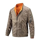 KeYIlowys Herbst Und Winter Neue Herren Fliegeranzug Und Baumwolljacke Doppelseitige Wear Stehkragen Jacke Freizeit Herrenbekleidung