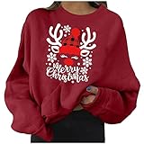 Damen Weihnachten Sweatshirt Strickpullover Langarmshirt Weihnachtspulli Kapuzenpullover Rollkragenpullover Weihnachtspullover Weihnachtskleid Weihnachtsmann Langarm Atmungsaktiv Lockerer Ob