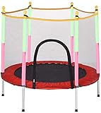 Mopoq Trampolin mit Schutznetz Startseite Kinder Indoor Familie Erwachsene Fitness Bouncing Bett Spielzeug Baby Kind Springen Bett mit Schutznetz Sicherheitsstoßdämpfung Anti-Skid (Color : Rot)