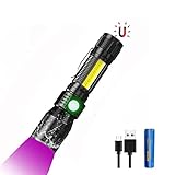 3 In 1 UV Taschenlampe LED(mit 3000mAh 18650 Akku), Taktische Taschenlampe USB Aufladbar, Starke Magnete COB Arbeitsleuchte mit Rotlicht, iToncs 395nm UV Lampe Licht für Banknoten, Urin von H