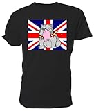 Cartoon Weinen British Bulldog T Shirt, schwarz - Größe: XXXL