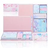 2 PCS Self-Stick Notes Box-Sets, Super-Haftnotizen mit 4 Größen, Sakura Cat Pattern Memo Note für Erinnerungen, Lernen, Büro, Schule und Heim-6-Pads, 80 Blätter / Pads ((Pink + Colourful))