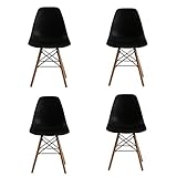Naturelifestore 4 x Designer Kunststoff Stuhl Polypropylen und ausBuchenholz, Wohnzimmerstuhl Esszimmerstuhl Bürostuhl (schwarz)