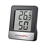 ThermoPro TP49 digitales Mini Thermo-Hygrometer Thermometer Hygrometer innen Temperatur und Luftfeuchtigkeitmessgerät mit Smiley-Indikator für Raumklimakontrolle, Schw