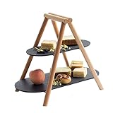 OUMIFA Obstschalen Europäischer Tellerständer aus massivem Holz, doppelte Obstschale, West Point Tablett, Brot, Desserttisch, Kleiner kreativer Obstkorb, Innenausstattung Aufbewahrungsplatten-Tab