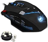 ZELOTES Gaming Maus mit 12 programmierbare Tasten,Gamer Maus mit Einstellbarer DPI, LED Beleuchtung,USB Wired Gaming Mouse Mäuse für PC Laptop Office H