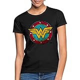 Spreadshirt DC Comics Wonder Woman Logo Used Look Frauen T-Shirt, M, Schw