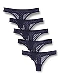 Amazon-Marke: Iris & Lilly Damen Tanga aus Netzstoff, 5er-Pack, Blau (Maritime Blue), L, Label: L