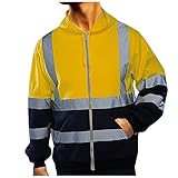 Sichtbarkeit Kapuzenpullover Workwear Warnschutz Hoodie Reflektierend Sicherheitsjacke Atmungsaktiv Langarm Kapuzenpulli Sweatshirt Arbeitsjacken FüR Herren Winter Sicherheit Jumper Top lauschig