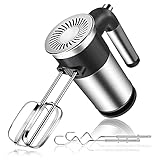 NWOUIIAY Handmixer Elektrischer 500W Mixer Handrührer mit Edelstahl-Knethaken zum Backen von Kuchen-Sahn Eiweiß Food Beater, 5-Gang + Auswurftaste + 4 E